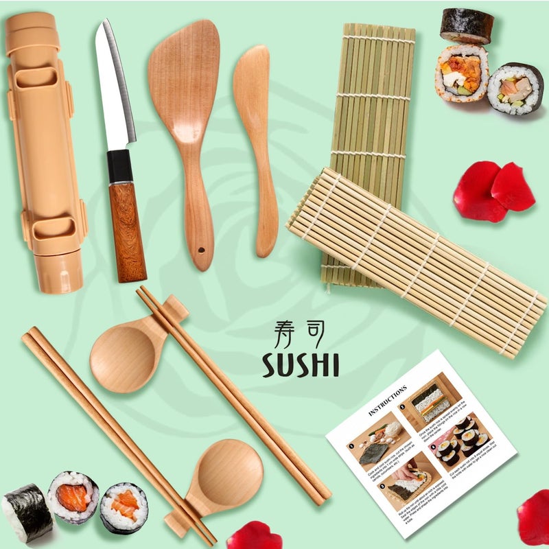 Wimitools Sushi Making Kit, Sushi Roller Kit for Beginners Sushi Lovers. Includes Sushi Bazooka, Bamboo Sushi Mats, Rice Paddle, Chopsticks, Knife - the Easy Homemade Sushi Kit and Best Gift - Image 5